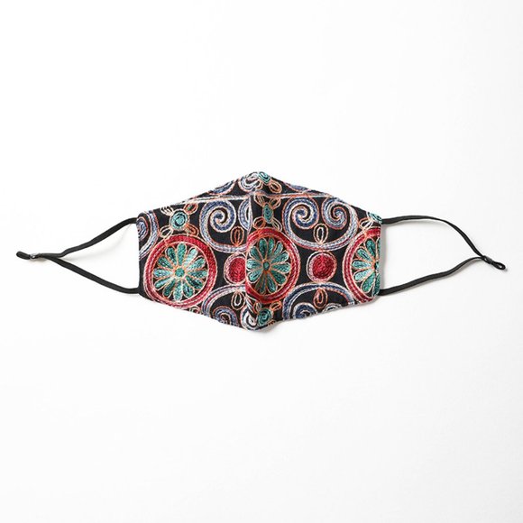 Bohemian Face Mask Embroidered Flowers Reusable - Picture 3 of 4